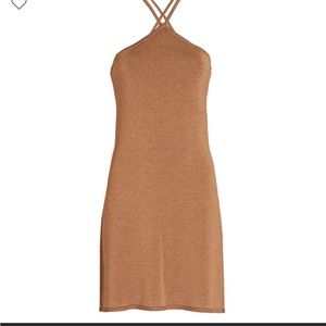 NWT Intermix Ruthie copper metallic knit mini dress